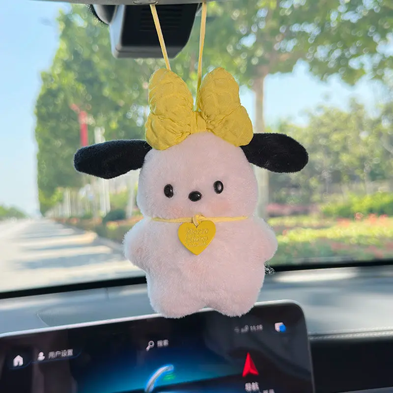 Sanrio Pilot Dog Keychain Plushies Pochacco Car Keyring Doll Cartoon Bag Pendant Pochacco Bow Blush Accessories Toy Kid Gift