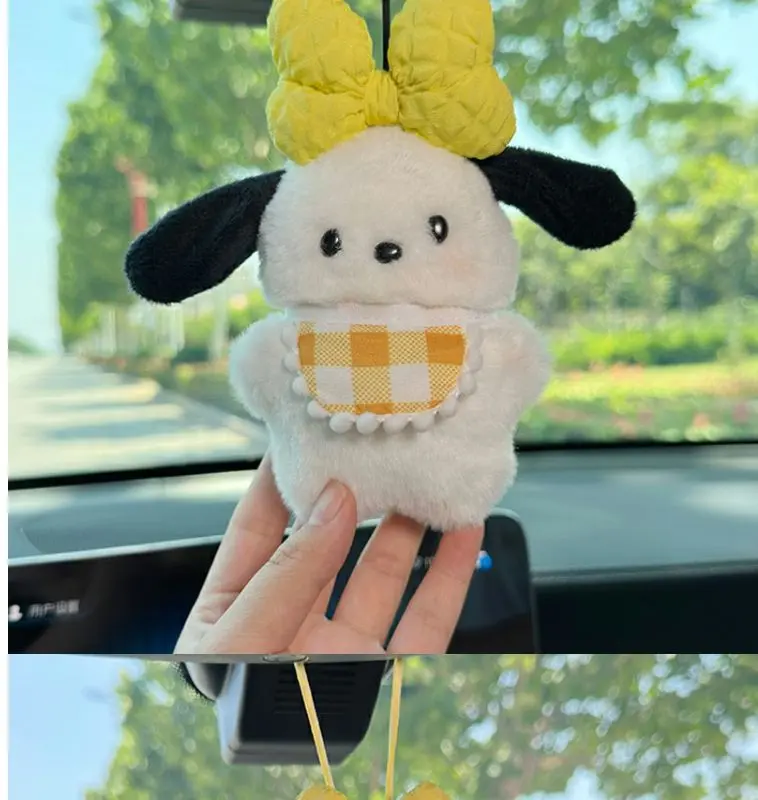 Sanrio Pilot Dog Keychain Plushies Pochacco Car Keyring Doll Cartoon Bag Pendant Pochacco Bow Blush Accessories Toy Kid Gift