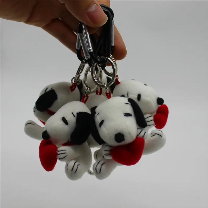 6piece 5.5CM Cute high quality Peanuts Snoopy Plush with love heart  pendant toys Snoopy dog KEY CHAIN animal plush toys