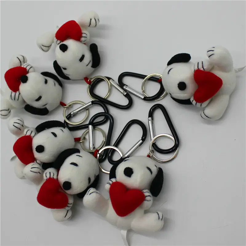 6piece 5.5CM Cute high quality Peanuts Snoopy Plush with love heart  pendant toys Snoopy dog KEY CHAIN animal plush toys