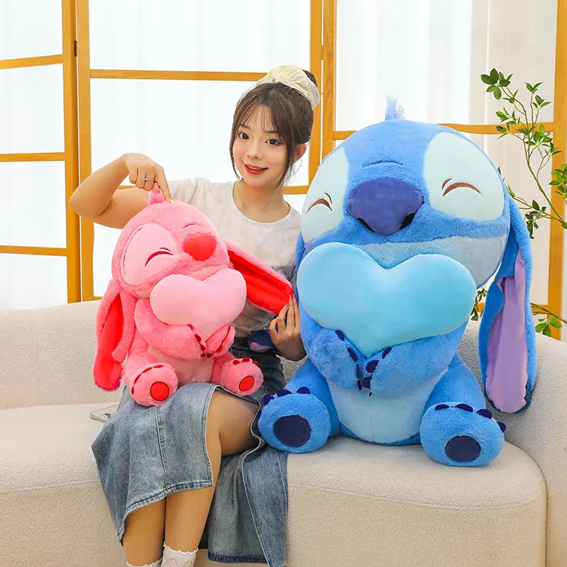 30CM New Disney Plush Doll Hugging Heart Stitch Soft Plush Toy Lilo Sofa Pillow Children's Birthday Gift Kawaii Room Decoration