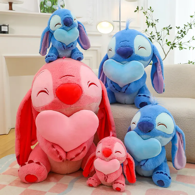 30CM New Disney Plush Doll Hugging Heart Stitch Soft Plush Toy Lilo Sofa Pillow Children's Birthday Gift Kawaii Room Decoration