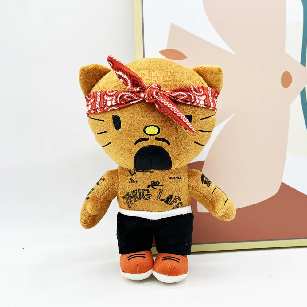 25cm Hello Kitty Tupac Plush Doll Figure Stuffed Toys Cute Boys Girls Birthday Gifts