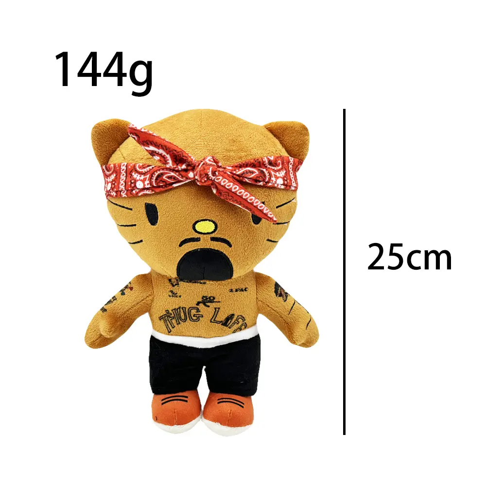 25cm Hello Kitty Tupac Plush Doll Figure Stuffed Toys Cute Boys Girls Birthday Gifts