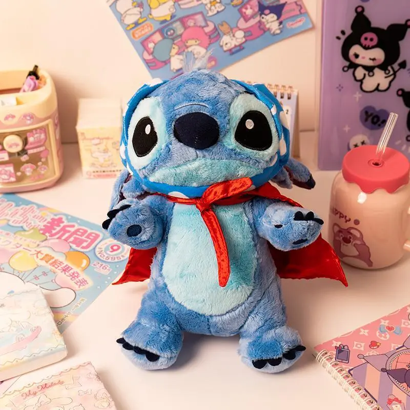 26cm Lilo & Stitch Plush Doll Kawaii Stitch Cloak Pajamas Plush Doll Children's Bedroom Sleeping Plush Doll Birthday Gift