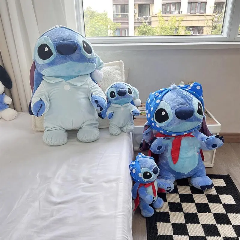 26cm Lilo & Stitch Plush Doll Kawaii Stitch Cloak Pajamas Plush Doll Children's Bedroom Sleeping Plush Doll Birthday Gift