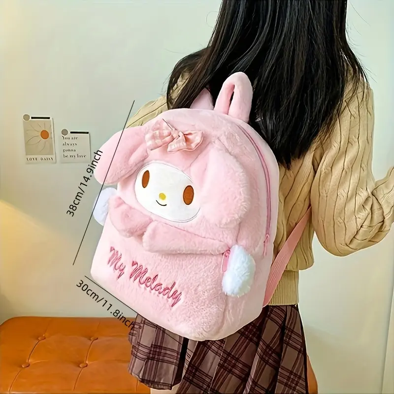 38CM New Sanrio Plush Stuffed Backpack Cute Kuromi Hello Kitty Plush Backpack Student Backpack Girlfriend Gift Kawaii Decoration