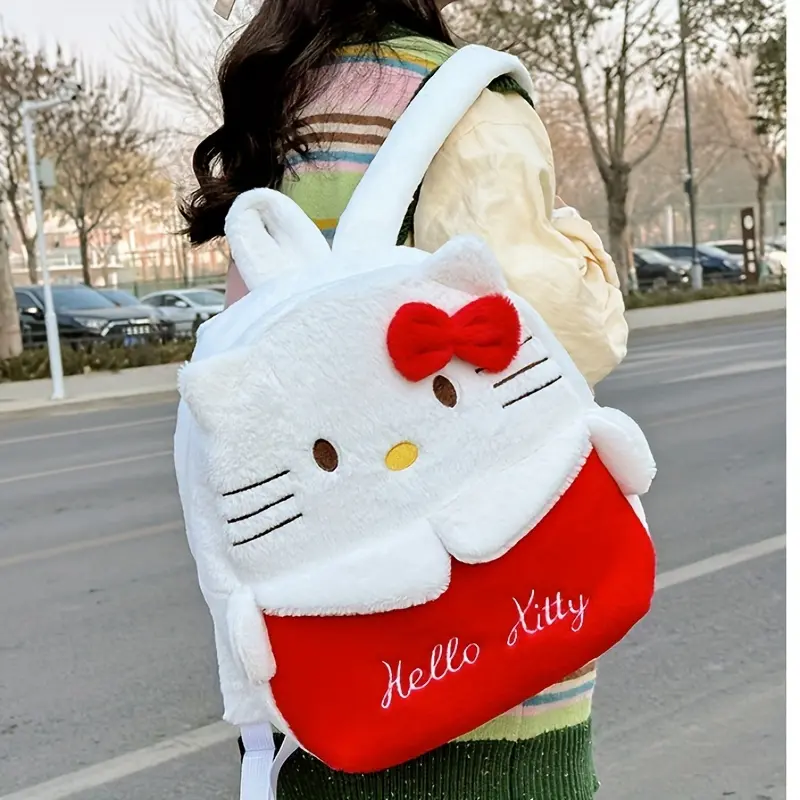 38CM New Sanrio Plush Stuffed Backpack Cute Kuromi Hello Kitty Plush Backpack Student Backpack Girlfriend Gift Kawaii Decoration