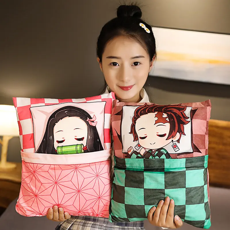 Demon Slayer Anime Pillow Quilt Cartoon Figure Manga Doll Cushion Tanjiro Nezuko Kochou Shinobu Decoration Gift
