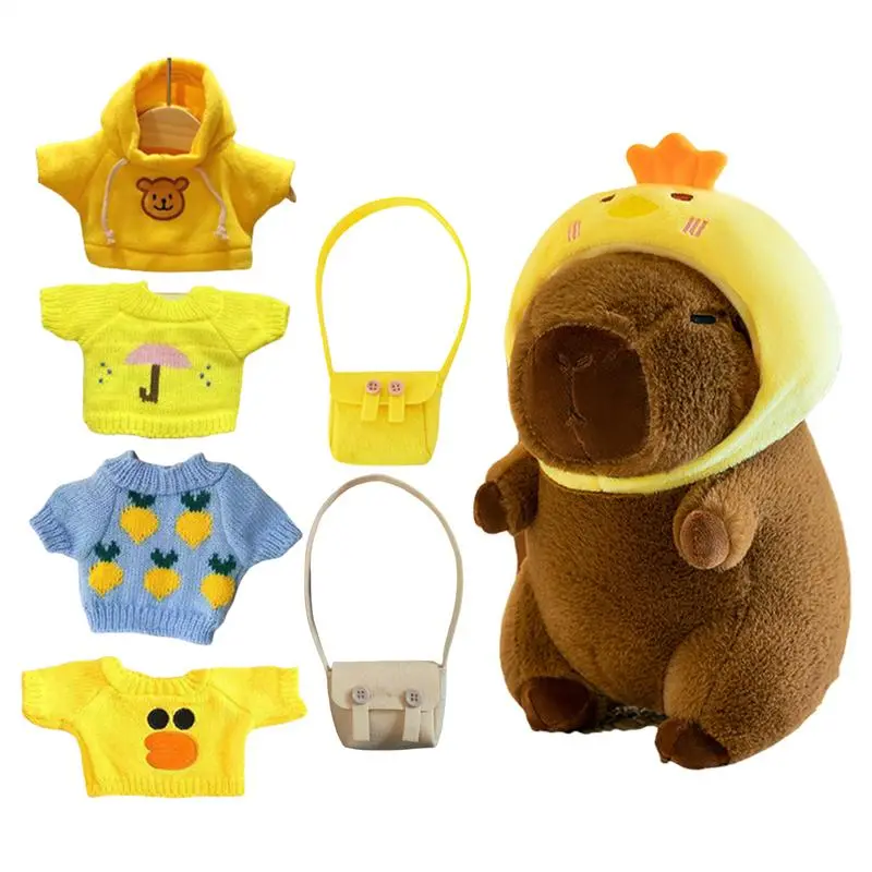 9 Inch Dress Up Capybara Plush Doll with Clothes and Accessories Cute Stuffed Capybara Dolls Plushies Capybara Figure child gift