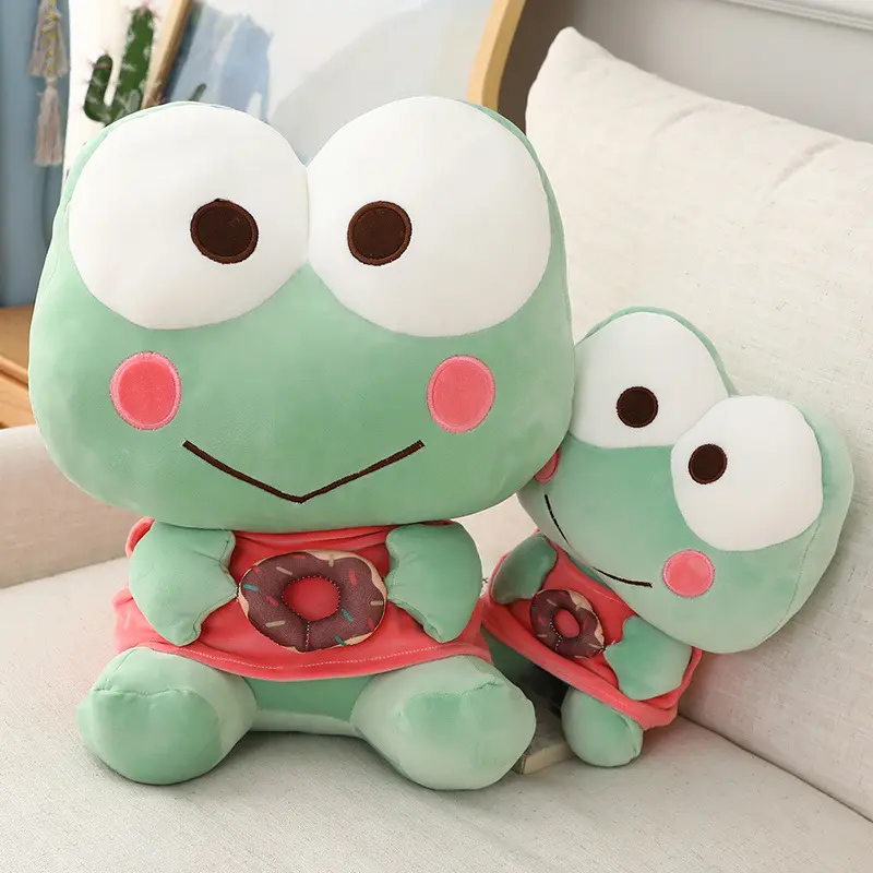 Sanrio Keroppi Plush Doll Toy Donut Cute Frog Doll Cute Little Fresh Pillow Children's Day Gift Doll Big Eye Frog Plush Toys