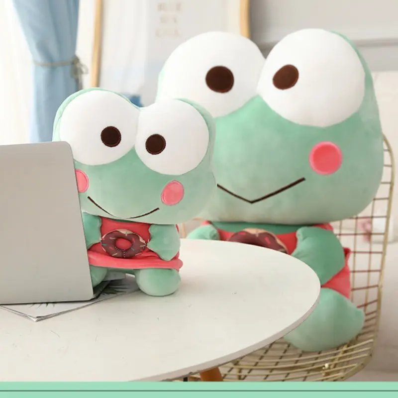 Sanrio Keroppi Plush Doll Toy Donut Cute Frog Doll Cute Little Fresh Pillow Children's Day Gift Doll Big Eye Frog Plush Toys