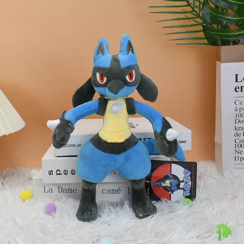 Lucario Riolu Plush Toy Shiny Yellow Lucario Soft Stuffed Doll  Mega Lucario Evolution Version Halloween Xmas Gifts
