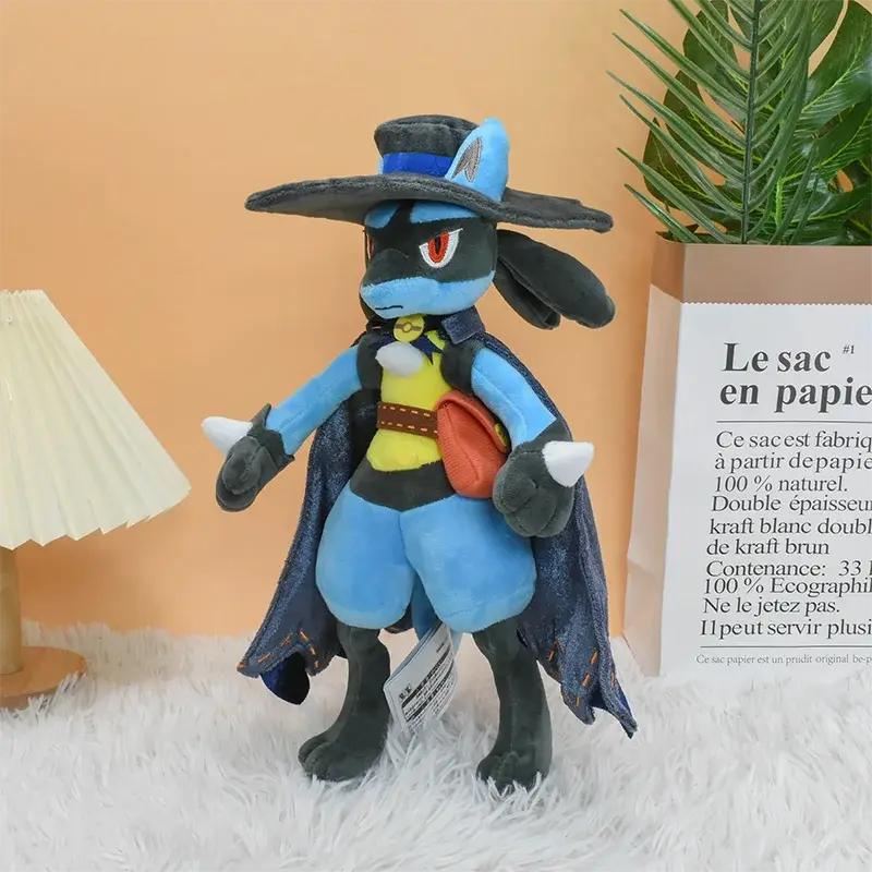 Lucario Riolu Plush Toy Shiny Yellow Lucario Soft Stuffed Doll  Mega Lucario Evolution Version Halloween Xmas Gifts