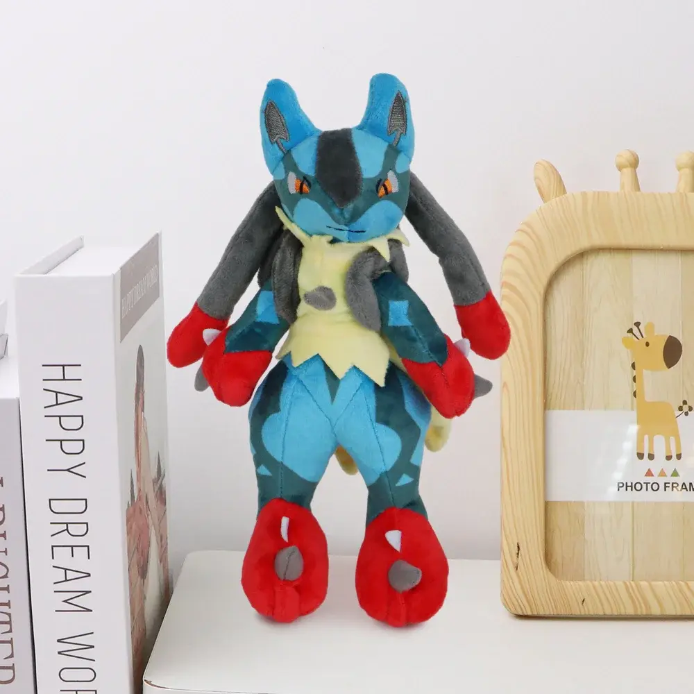 Lucario Riolu Plush Toy Shiny Yellow Lucario Soft Stuffed Doll  Mega Lucario Evolution Version Halloween Xmas Gifts