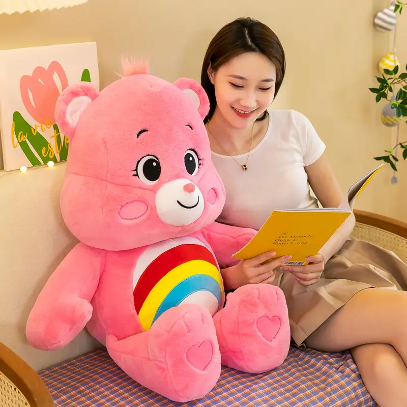 27cm MINISO CareBear Rainbow Bear Cartoon Plush Doll Super Soft and Soothing Sleeping Doll Surprise Children's Birthday Gift ﻿