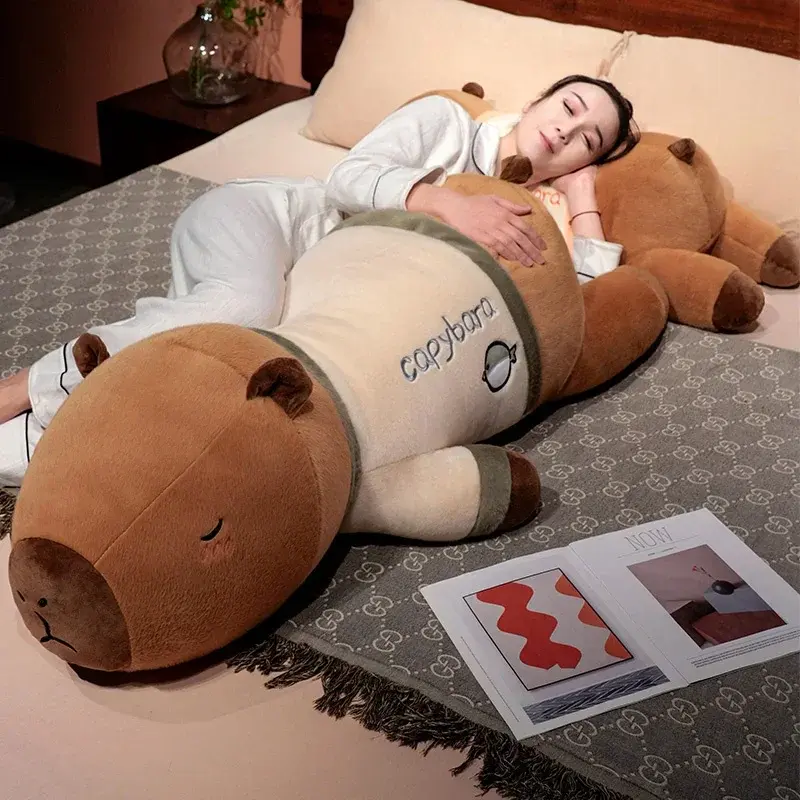 75cm Kawaii Kapibala Plush Toy Capybara Animal Soft Stuffed Toy Capibala Cute Exquisite Doll Kids'S Pillow Gift Decoration