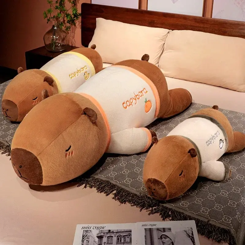 75cm Kawaii Kapibala Plush Toy Capybara Animal Soft Stuffed Toy Capibala Cute Exquisite Doll Kids'S Pillow Gift Decoration