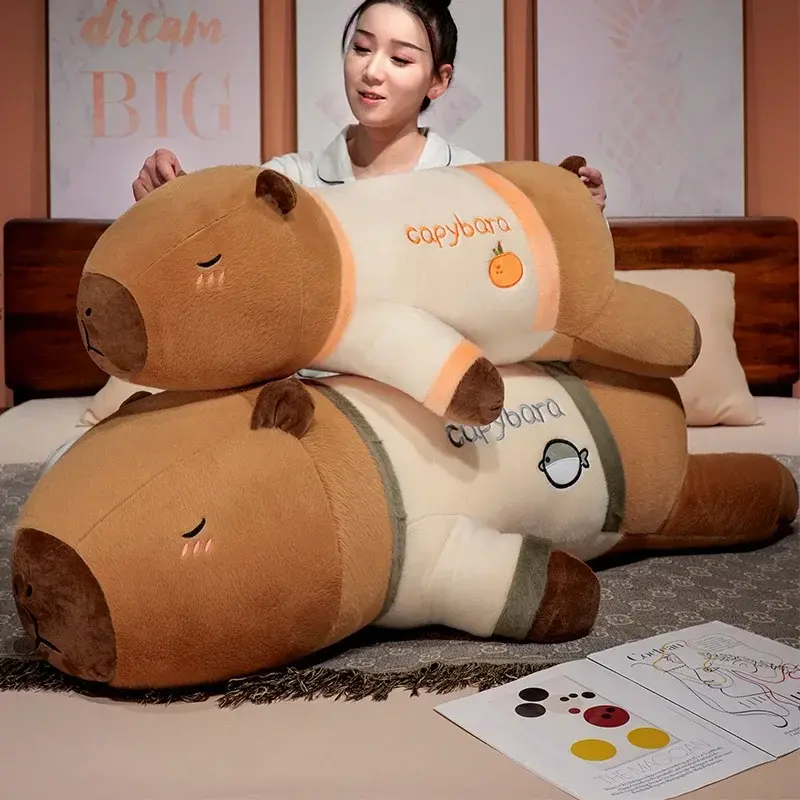 75cm Kawaii Kapibala Plush Toy Capybara Animal Soft Stuffed Toy Capibala Cute Exquisite Doll Kids'S Pillow Gift Decoration