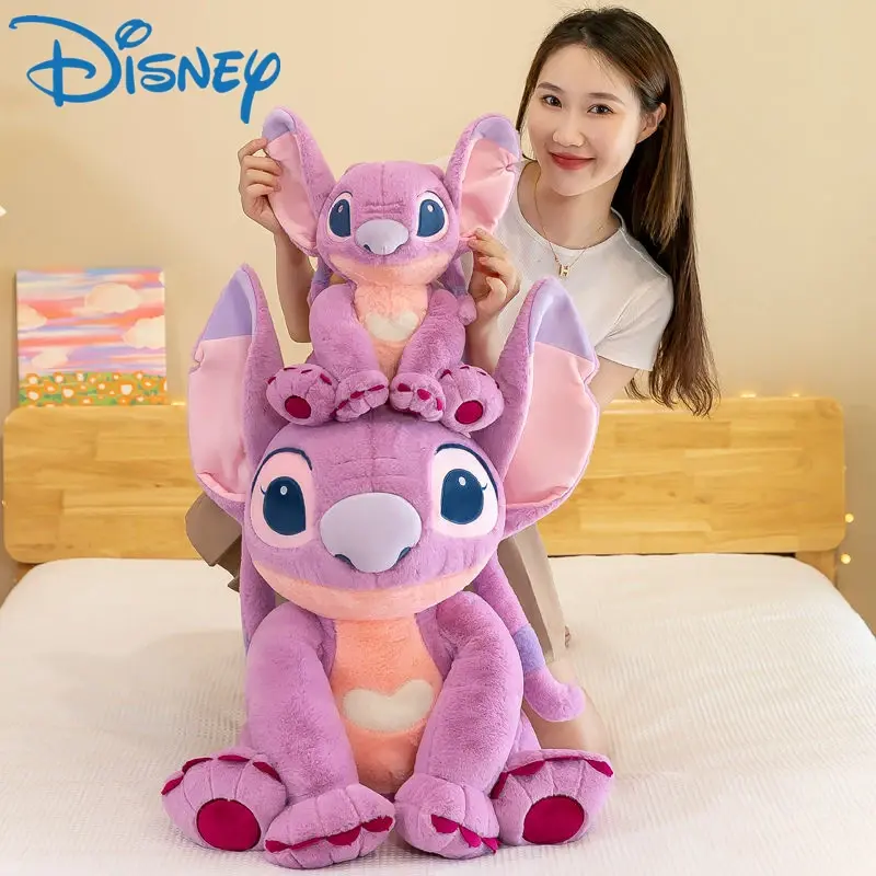 2025 Disney Stitch Angel Plush Toy Kawaii Lilo & Stitch Cartoon Stuffed Doll Stress Relief Pillow Comfort Toy Kids Xmas Gift