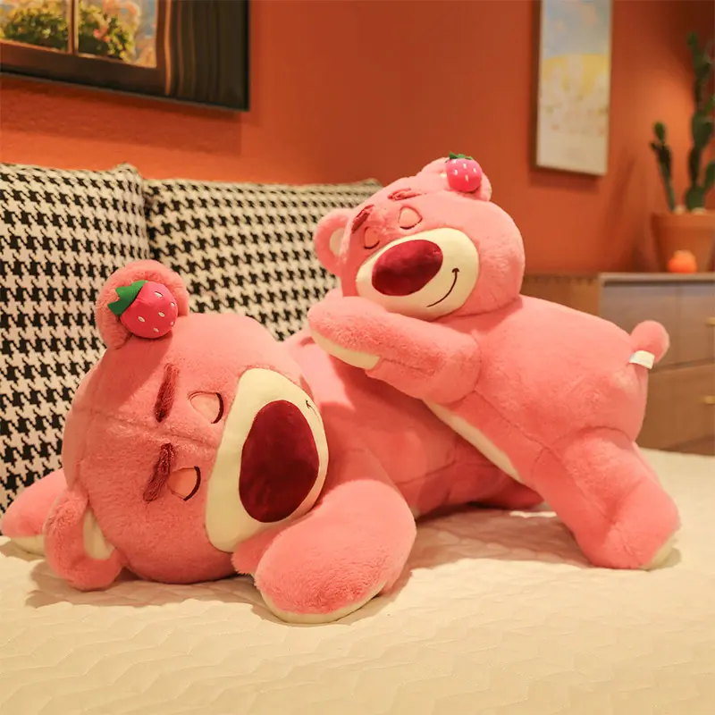 Lotso Plush Toys Doll Cute Embrace Strawberry Bear Plush Doll Girls Kawaii Anime Bear Stuffed Doll for Kids Festival Gift