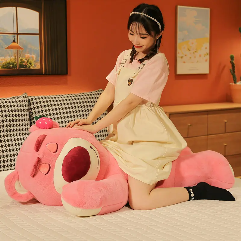 Lotso Plush Toys Doll Cute Embrace Strawberry Bear Plush Doll Girls Kawaii Anime Bear Stuffed Doll for Kids Festival Gift