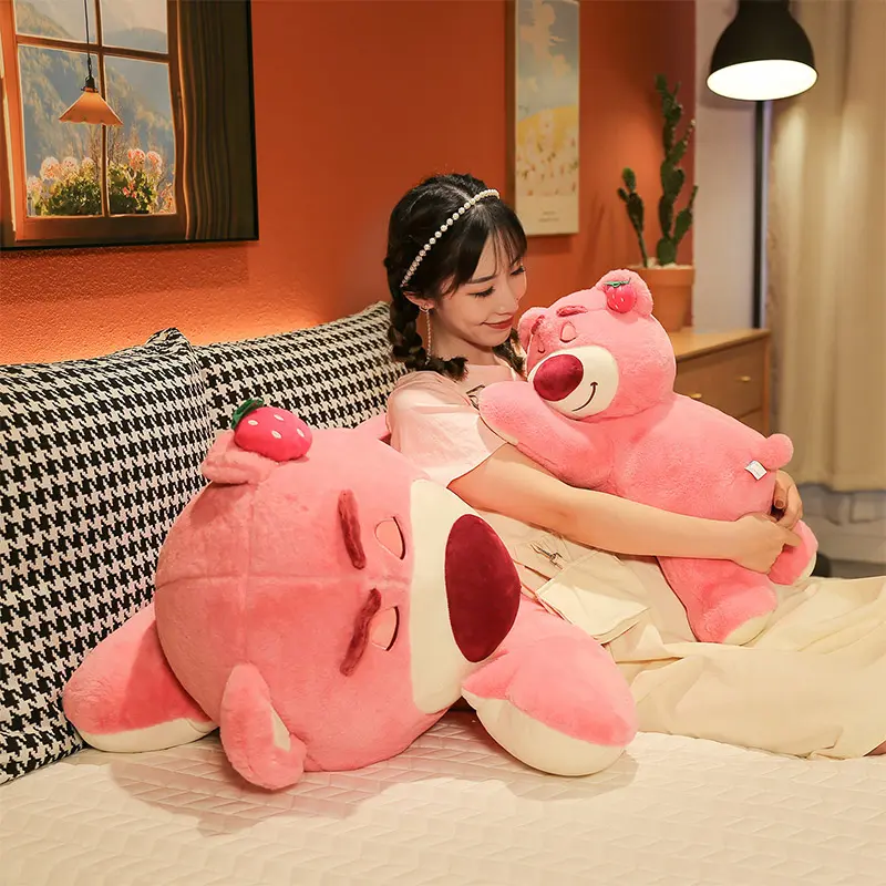 Lotso Plush Toys Doll Cute Embrace Strawberry Bear Plush Doll Girls Kawaii Anime Bear Stuffed Doll for Kids Festival Gift