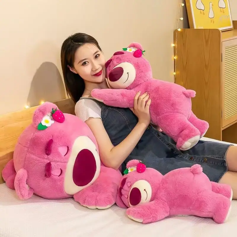 Cartoon Disney Strawberry Bear Plush Doll Toy Cute Party Models Lotso Sleep Plush Pillow Doll Children Doll Birthday Gift Toy