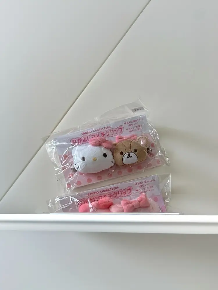 1/2PCS Sanrio KT Cat Bear Plush Hair Clip Cartoon Cute Side Clip Hair Accessories Kid Girl Edge Clip Headwear Gift