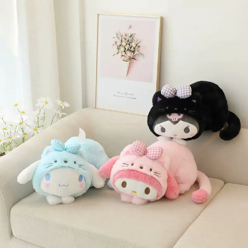 Sanrio Kawaii Kuromi My Melody Cinnamoroll Plush Toy Doll Paper Towel Cover Cartoon Soft Stuffed Plushie Children Pillow Dolls