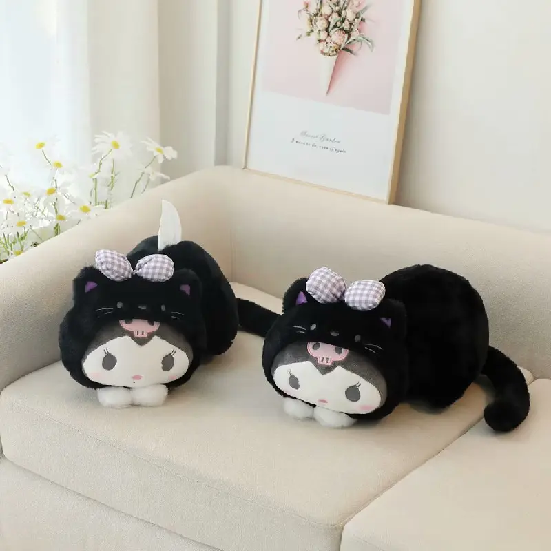 Sanrio Kawaii Kuromi My Melody Cinnamoroll Plush Toy Doll Paper Towel Cover Cartoon Soft Stuffed Plushie Children Pillow Dolls