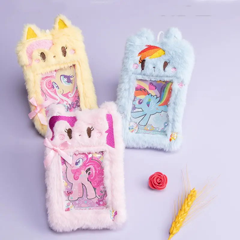 My Little Pony Keychain Plush Toys Id Card Holder Anime Cartoon Holder Pinkie Pie Backpack Pendant Accessories Birthday Gift