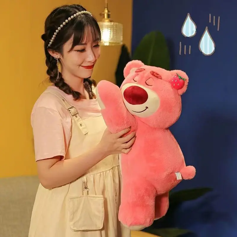 Disney Plush Toys Big Size Lotso Stuffed Animal Doll Fluffy Pink Huggin Bear Plush Doll Pillow Room Decor Children Birthday Gift