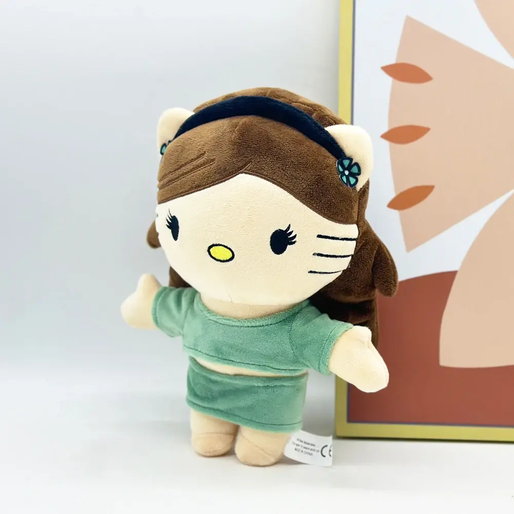 New Hello Kitty Ariana Grande Plush Doll with Green Dress Set Plush Doll Figure Stuffed Toys Cute Boys Girls Birthday Gift 24cm