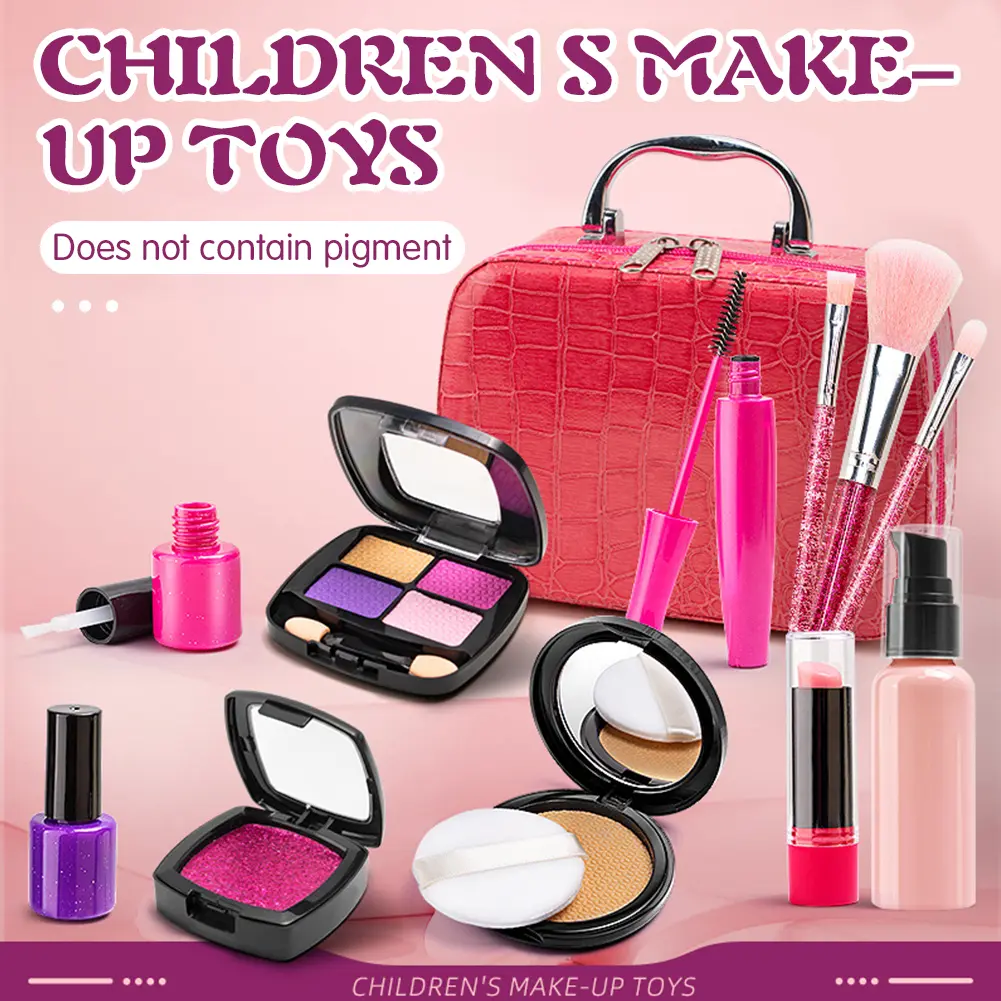 11/21pcs Fake Makeup Kit Toys Portable Washable With Storage Bag Child Simulated Play Makeup Toys For Children Birthday Gift