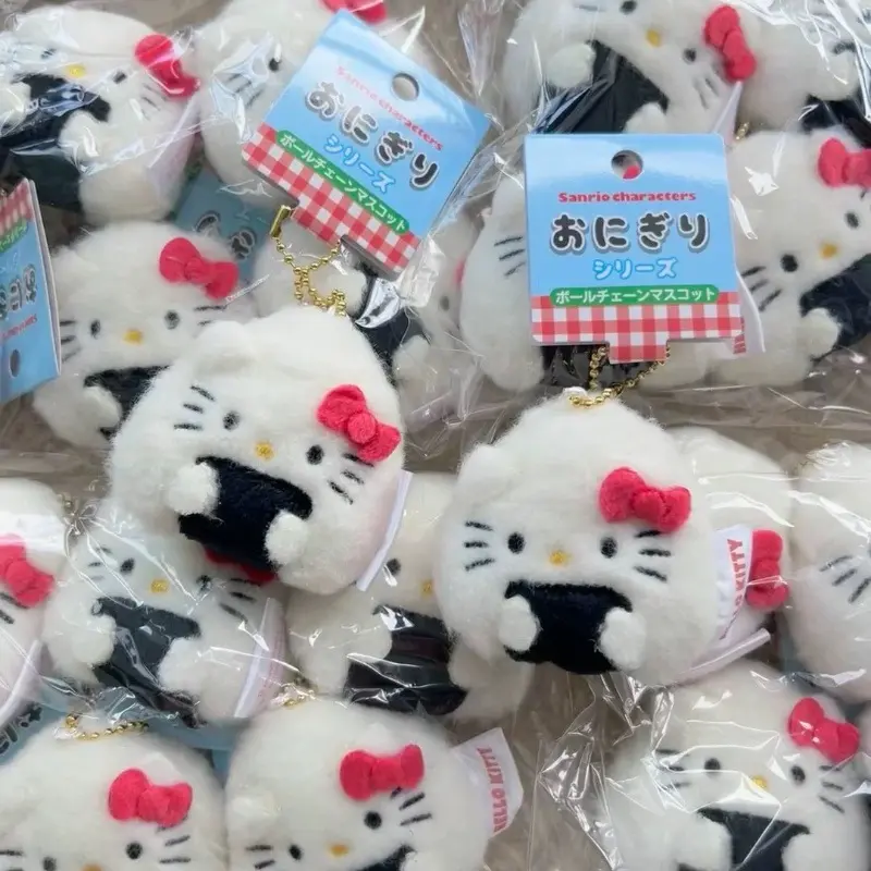 Plush Keychains Hello Kitty 5cm/1.97in Pendant Rice Sushi Cute Keyring Anime Peripherals Kawaii Valentines Gift Decorative Dolls