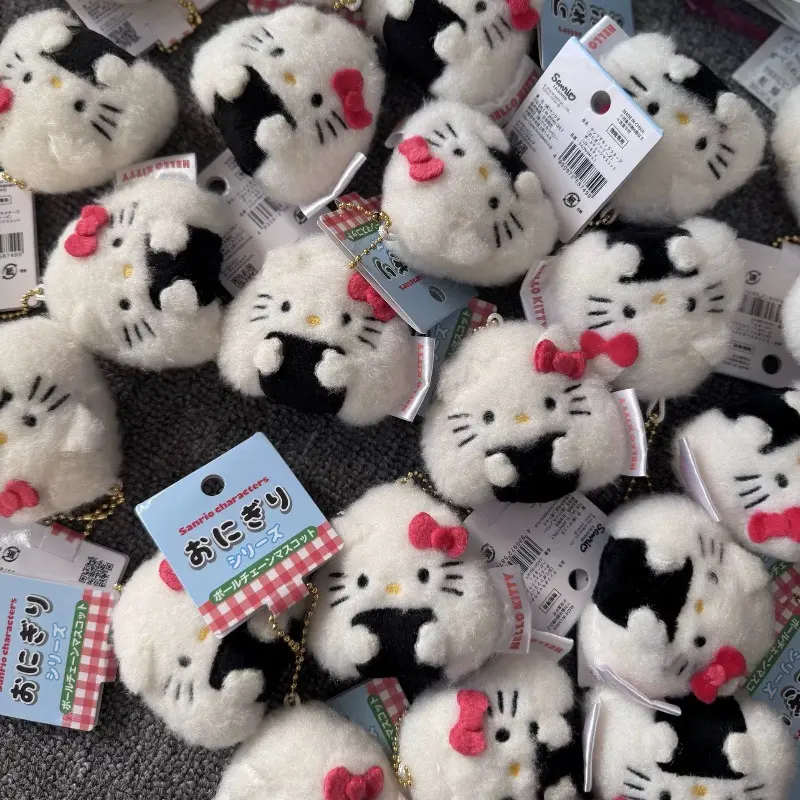 Plush Keychains Hello Kitty 5cm/1.97in Pendant Rice Sushi Cute Keyring Anime Peripherals Kawaii Valentines Gift Decorative Dolls