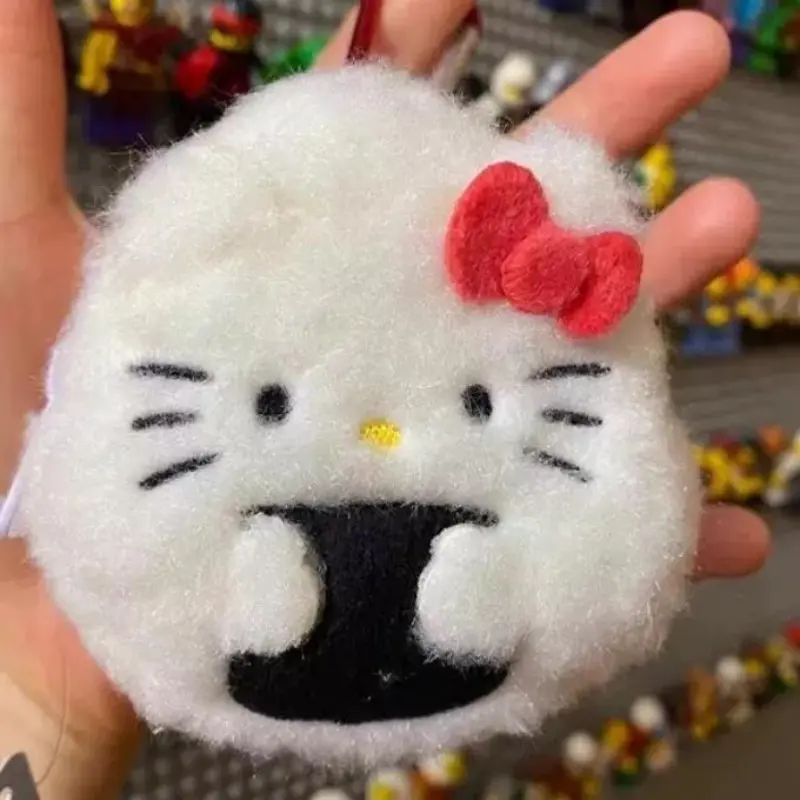 Plush Keychains Hello Kitty 5cm/1.97in Pendant Rice Sushi Cute Keyring Anime Peripherals Kawaii Valentines Gift Decorative Dolls