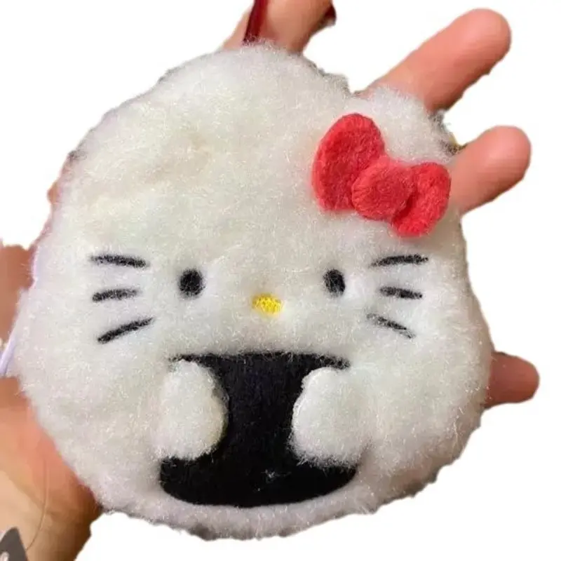 Plush Keychains Hello Kitty 5cm/1.97in Pendant Rice Sushi Cute Keyring Anime Peripherals Kawaii Valentines Gift Decorative Dolls