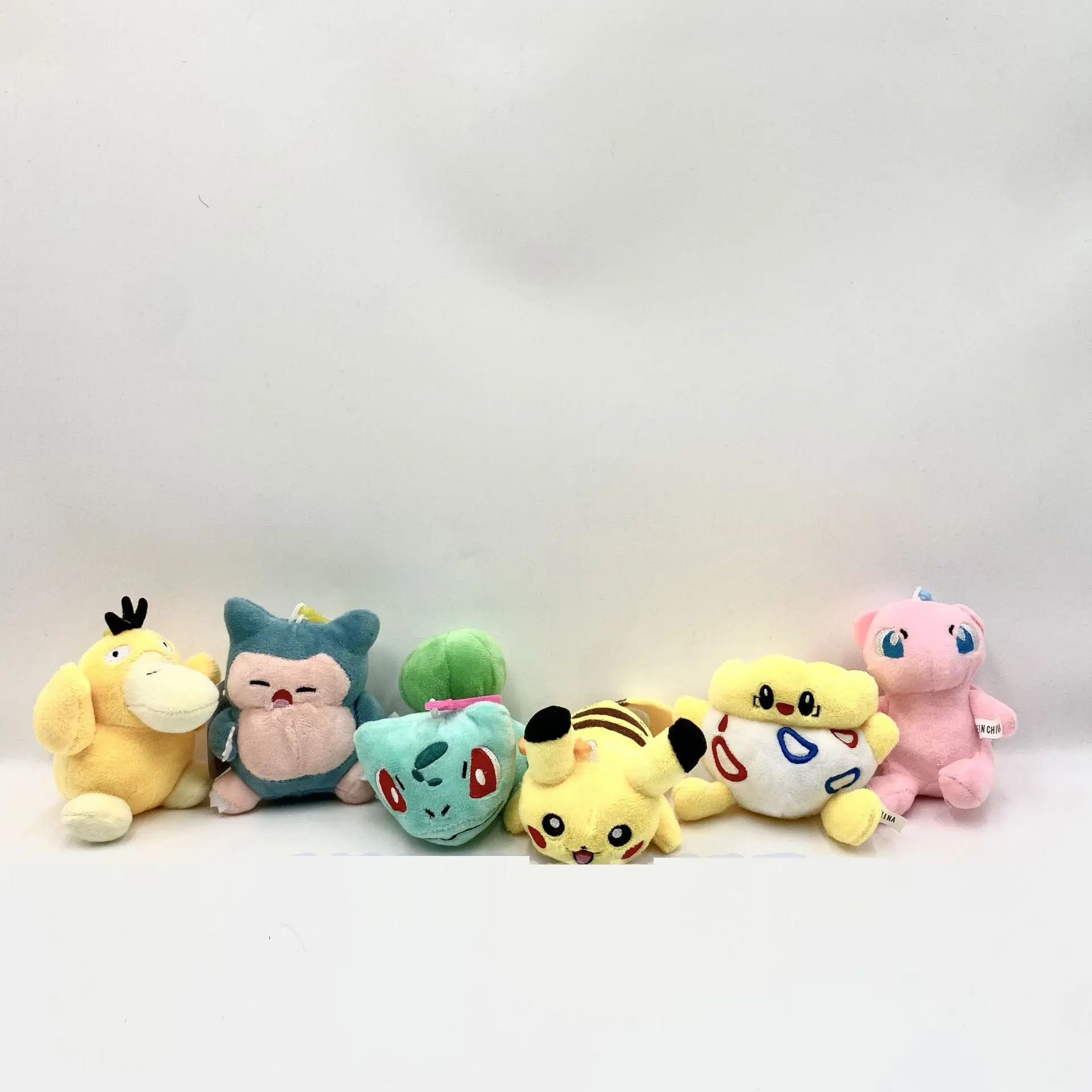 Wholesale 24pcs/48pcs 8cm Pocket Animals Squirtle Snorlax Dragon Stuffed Doll Pendant Pokemon Pikachu Plush Toy Keyring Gifts