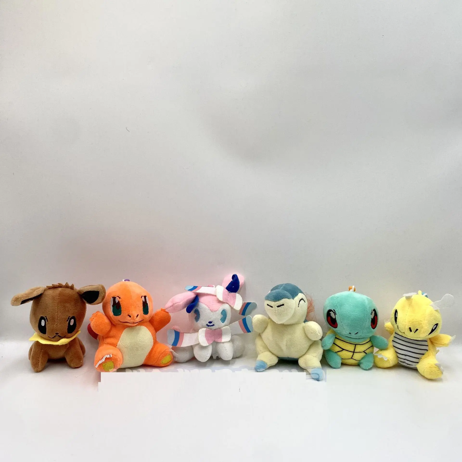 Wholesale 24pcs/48pcs 8cm Pocket Animals Squirtle Snorlax Dragon Stuffed Doll Pendant Pokemon Pikachu Plush Toy Keyring Gifts