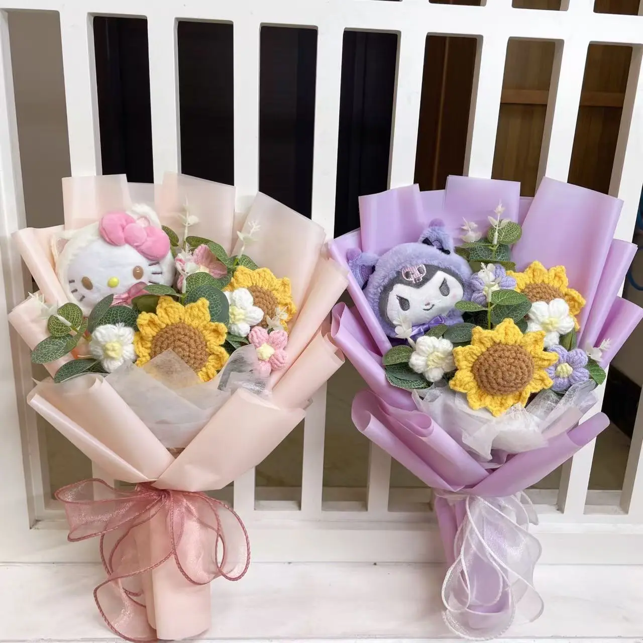 Cartoon My Melody Kuromi Cinnamoroll Kt Cat Plush Doll Toy Sanrio Bouquet Gift Box Valentine's Day Christmas Graduation Gifts