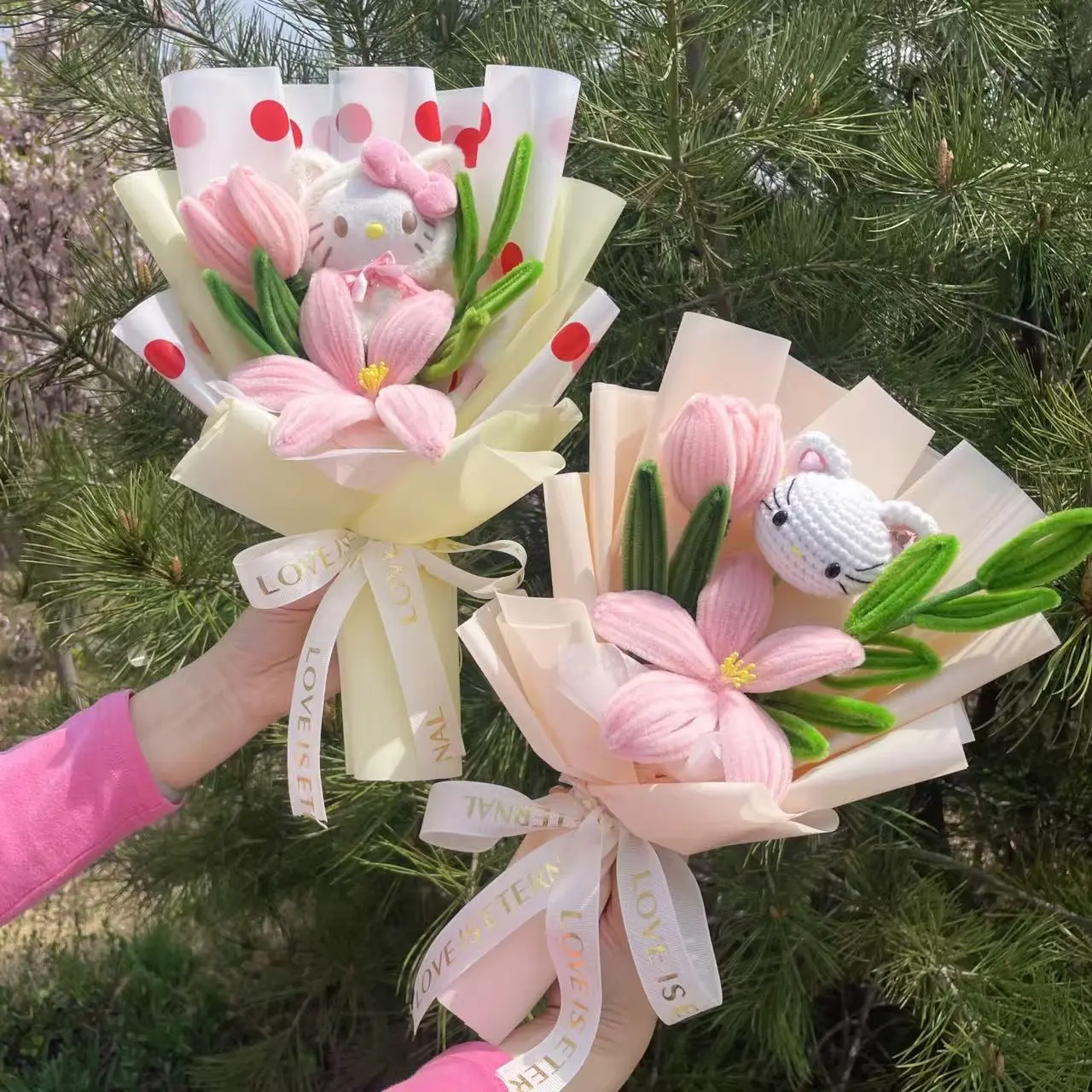 Cartoon My Melody Kuromi Cinnamoroll Kt Cat Plush Doll Toy Sanrio Bouquet Gift Box Valentine's Day Christmas Graduation Gifts