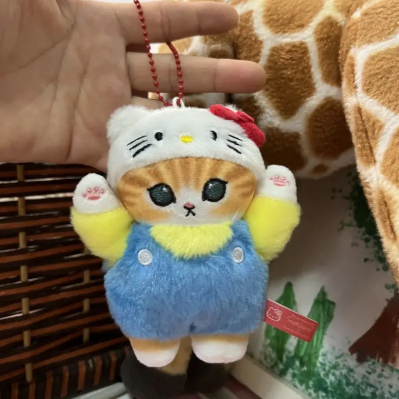 12cm Kawaii Mofusand Cross-Dressing Sanrio Hello Kitty Kuromi Hanyodon Plush Keychain Pendant Plush Doll Girls Birthday Gifts