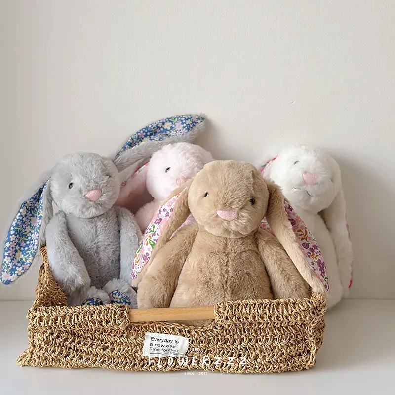 Cute Jellycat Rabbit Plush Toys Soft Floral Ears Bunny Stuffed Dolls Cartoon Rabbit Plushies Cute Kid Birthday Gifts Home Decor