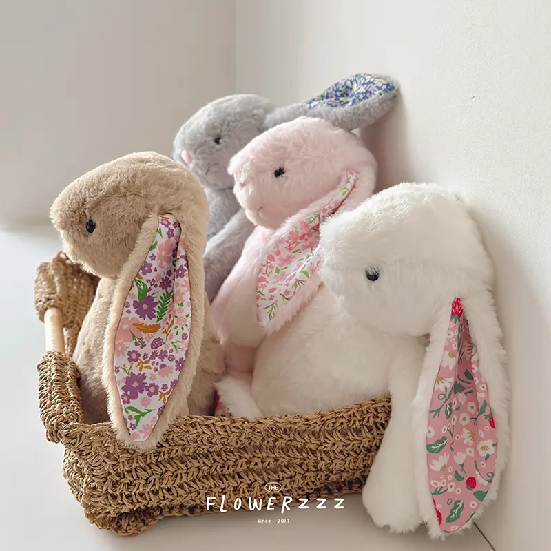 Cute Jellycat Rabbit Plush Toys Soft Floral Ears Bunny Stuffed Dolls Cartoon Rabbit Plushies Cute Kid Birthday Gifts Home Decor