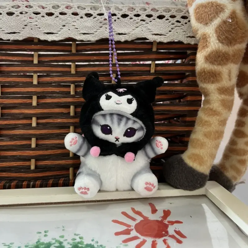 12cm Kawaii Mofusand Cross-Dressing Sanrio Hello Kitty Kuromi Hanyodon Plush Keychain Pendant Plush Doll Girls Birthday Gifts