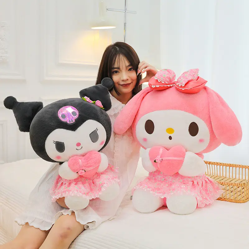Sanrio Romantic Flowers Kuromi Melody Doll Cartoon Anime Hello Kitty Cat Plush Toys Kids Party Gift Girls Lovely Plush Toy