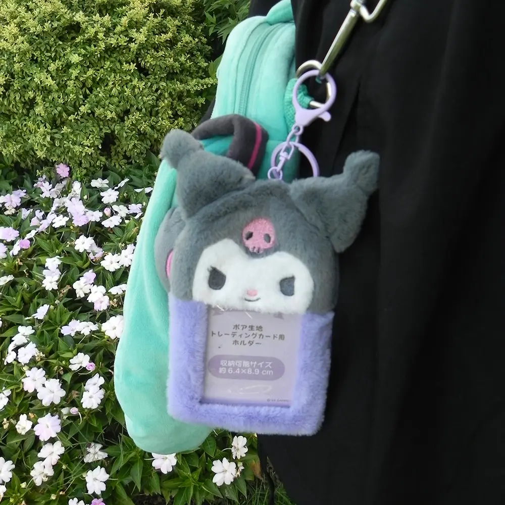 Sanrio Kawaii Plush Keychain ID Card Hello Kitty Kuromi Melody Cinnamoroll Lovely Photo Card Cute Bag Pendant Student Gifts Kids