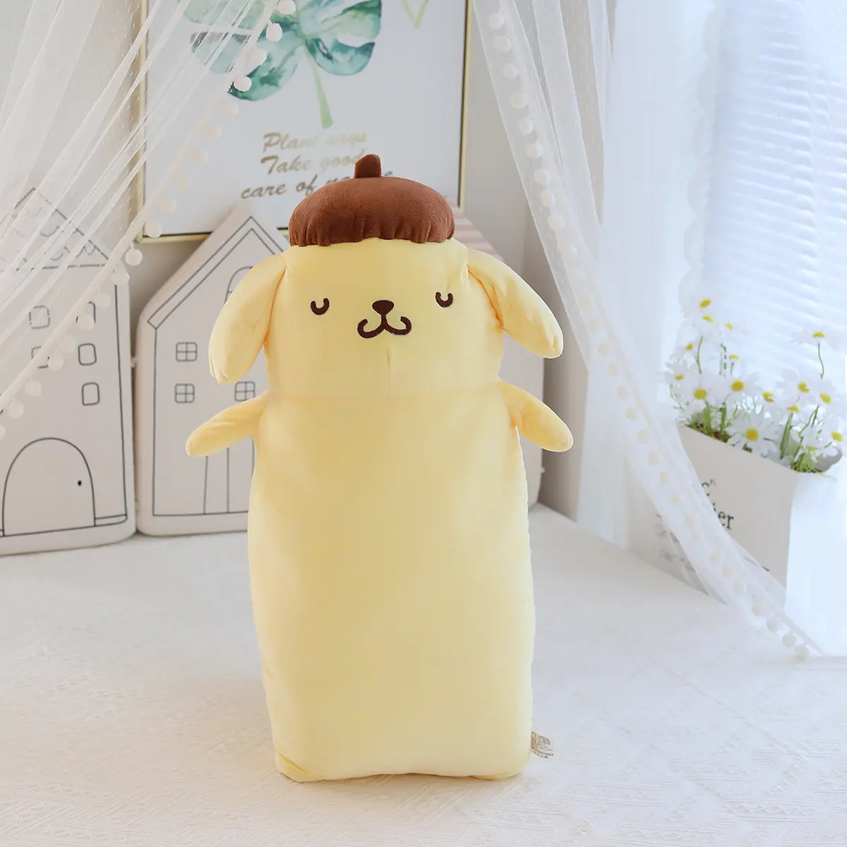 42/65cm Very Long Sanrio Pom Pom Puirn Plush Toys Kawaii Sanrio Pompompurin Stuffed Dolls Room Decor Bedside Cushion Sofa Pillow